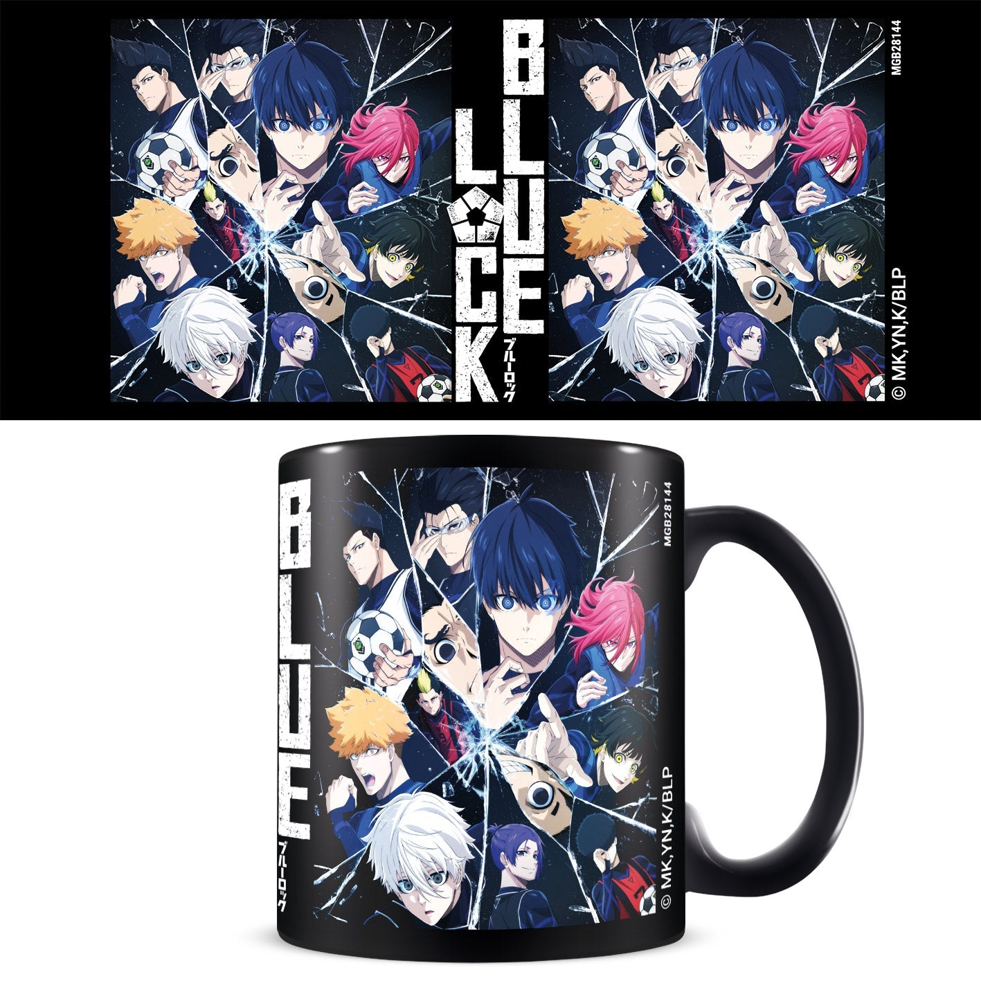 Blue Lock (Shattered Glass) 11oz/315ml Black Ceramic Mug