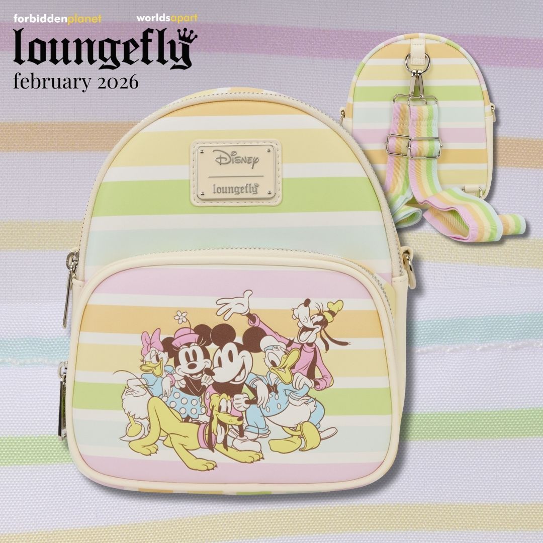 DISNEY MICKEY AND FRIENDS RAINBOW STRIPES LF CONVERTIBLE MINI BACKPACK & CROSSBODY BAG