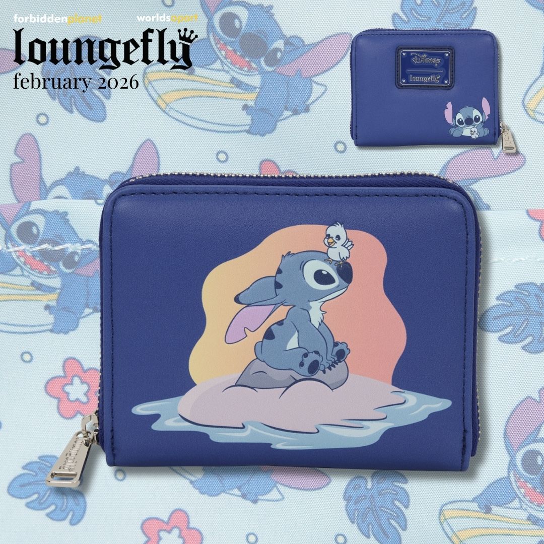 DISNEY LILO AND STITCH ANIIMAL SITTING ON ROCK WITH BIRD LF ZIP AROUND WALLET