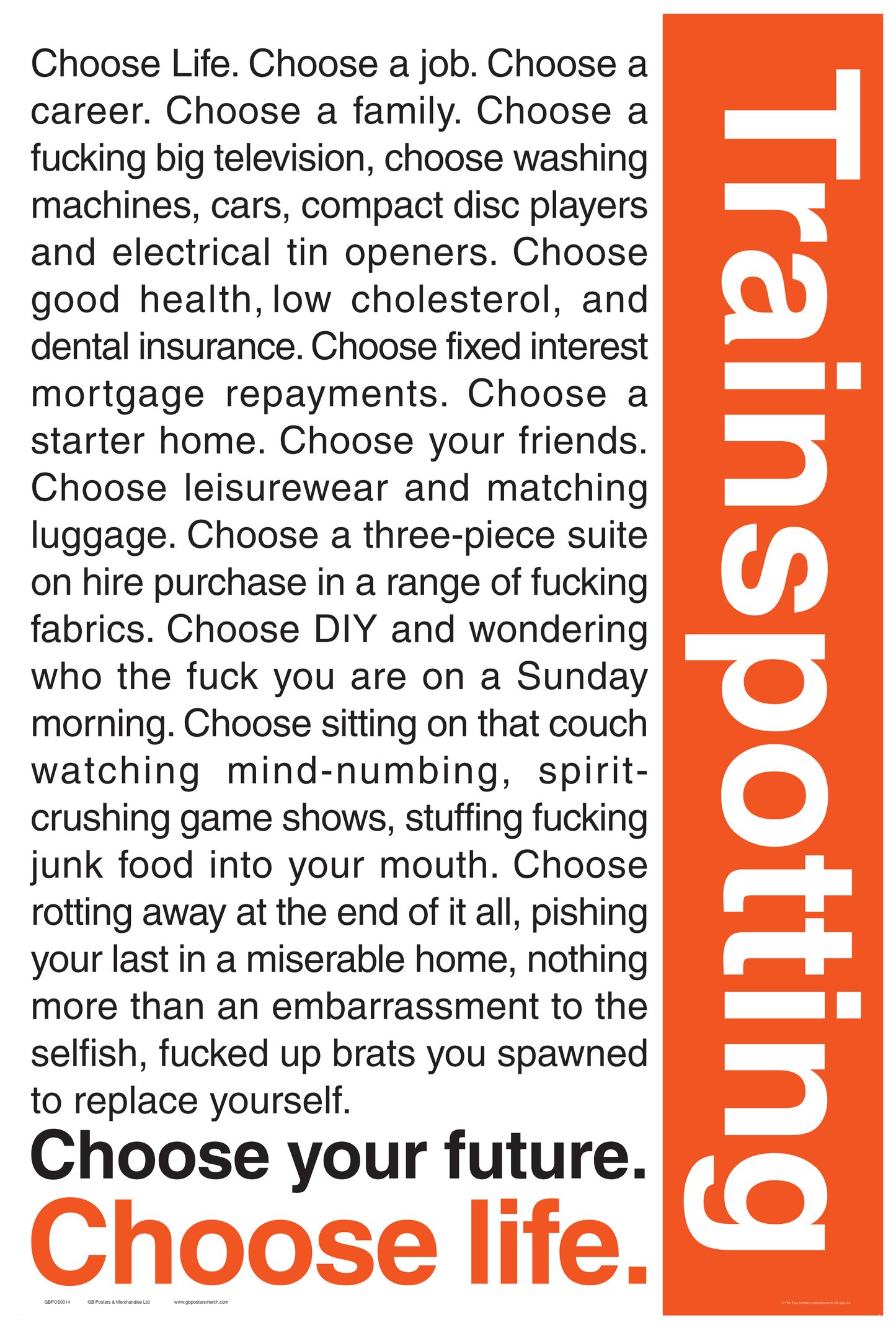 GB Posters Trainspotting Quotes 61 x 91.5cm Maxi Poster