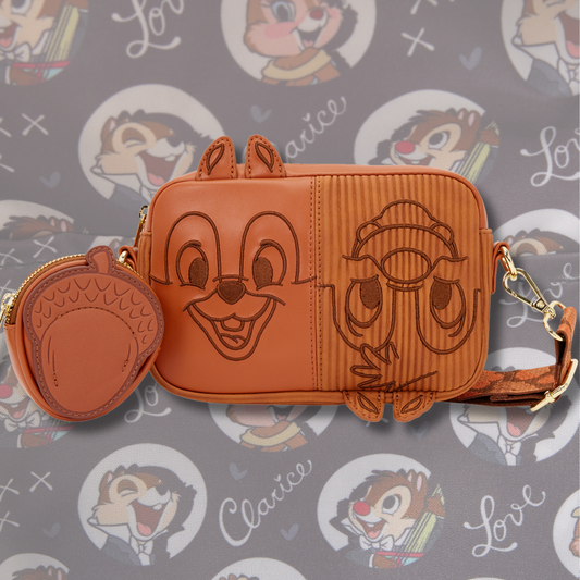 DISNEY CHIP 'N' DALE CORDUROY SLING CROSSBODY BAG WITH COIN BAG