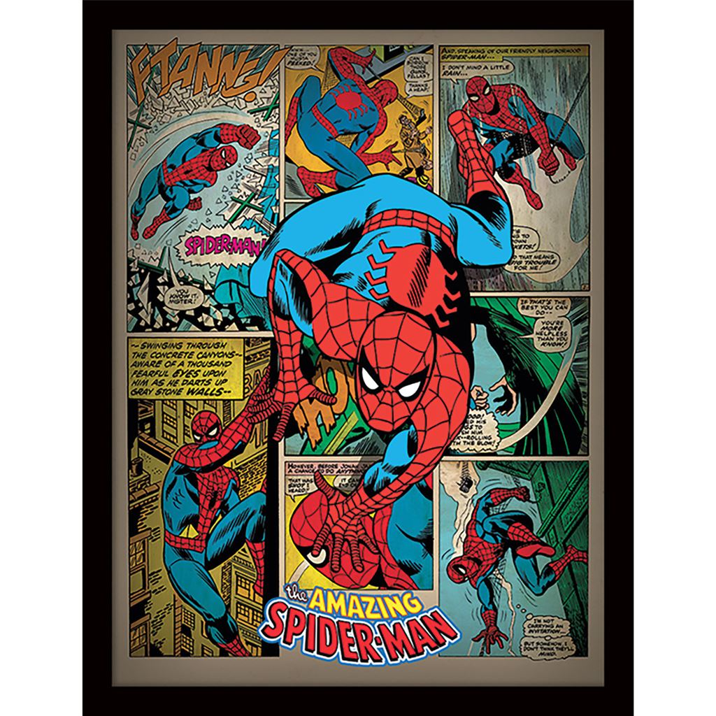 Spider-Man (Retro) Framed 30x40cm Print