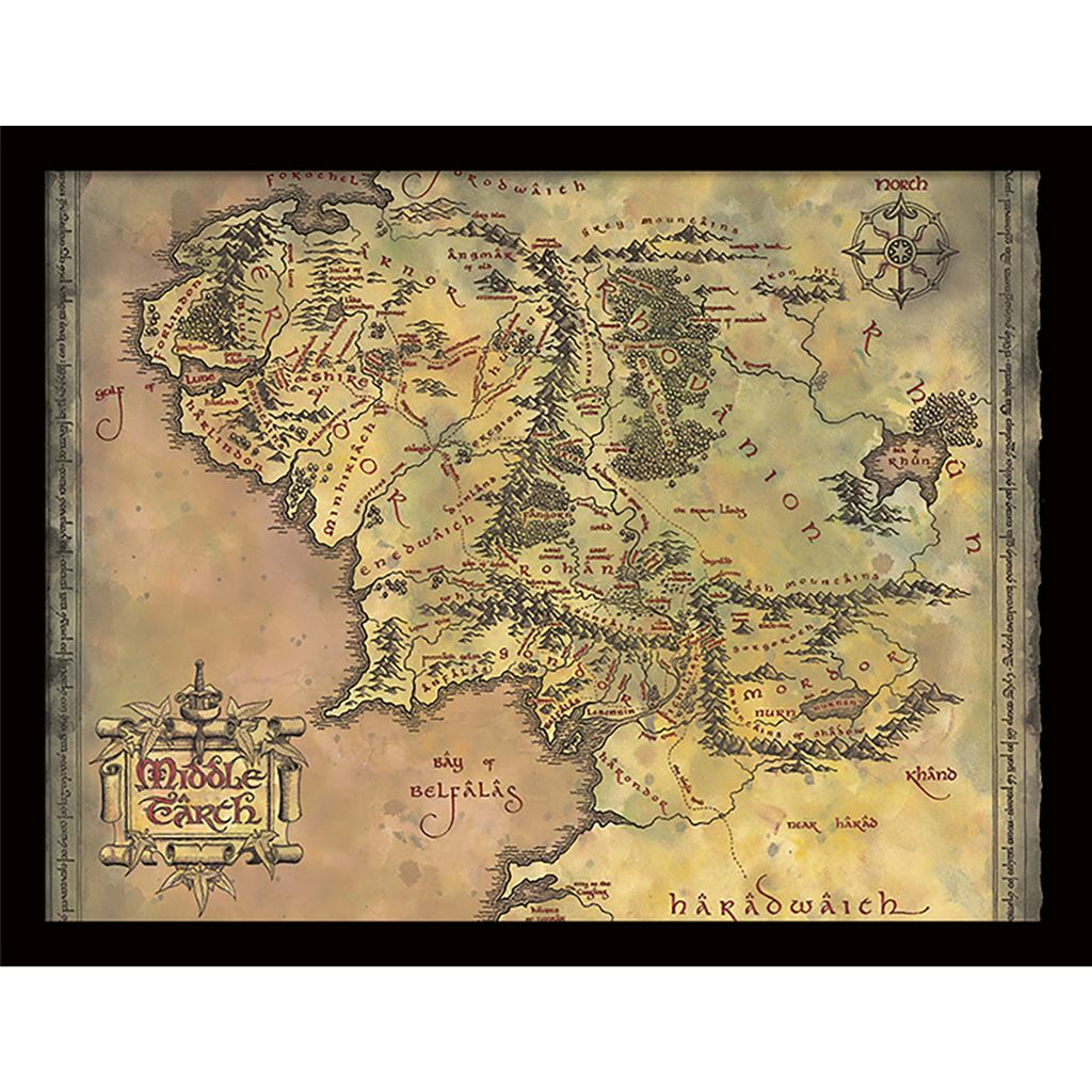 The Lord Of The Rings (Middle Earth Map) Framed 30x40cm Print