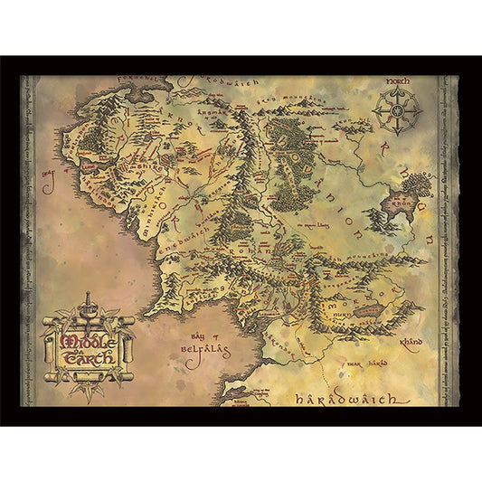 The Lord Of The Rings (Middle Earth Map) Framed 30x40cm Print