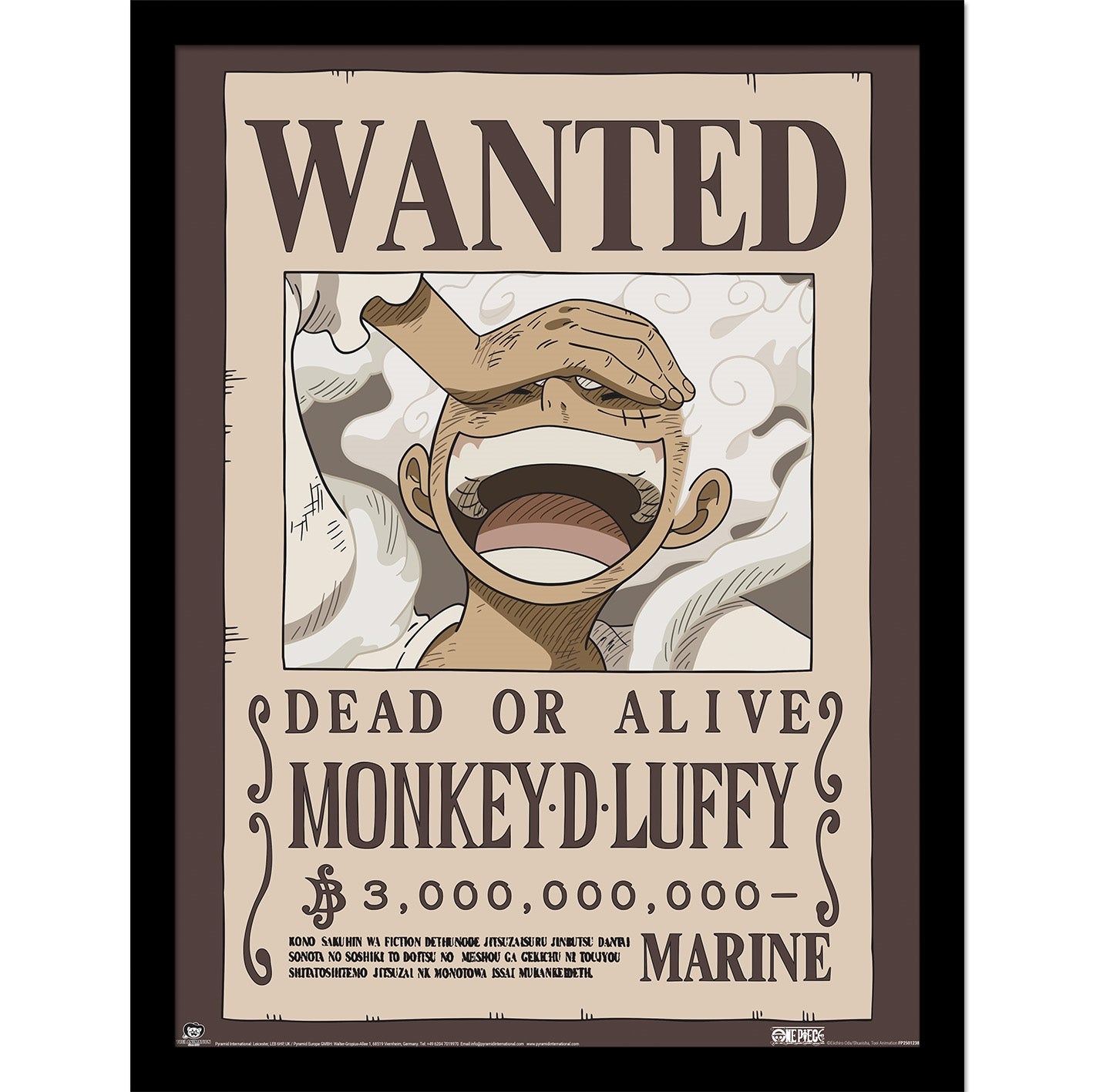 One Piece (Wanted Luffy) Framed 30x40cm Print