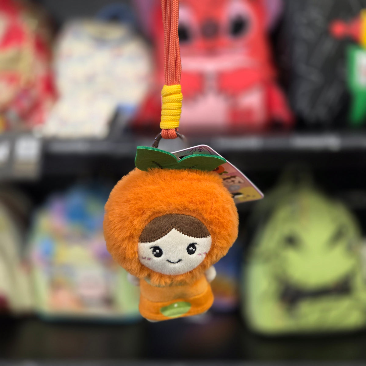 Kawaii Doll Bag Clip On With Rope Strap Orange 15cm Plush