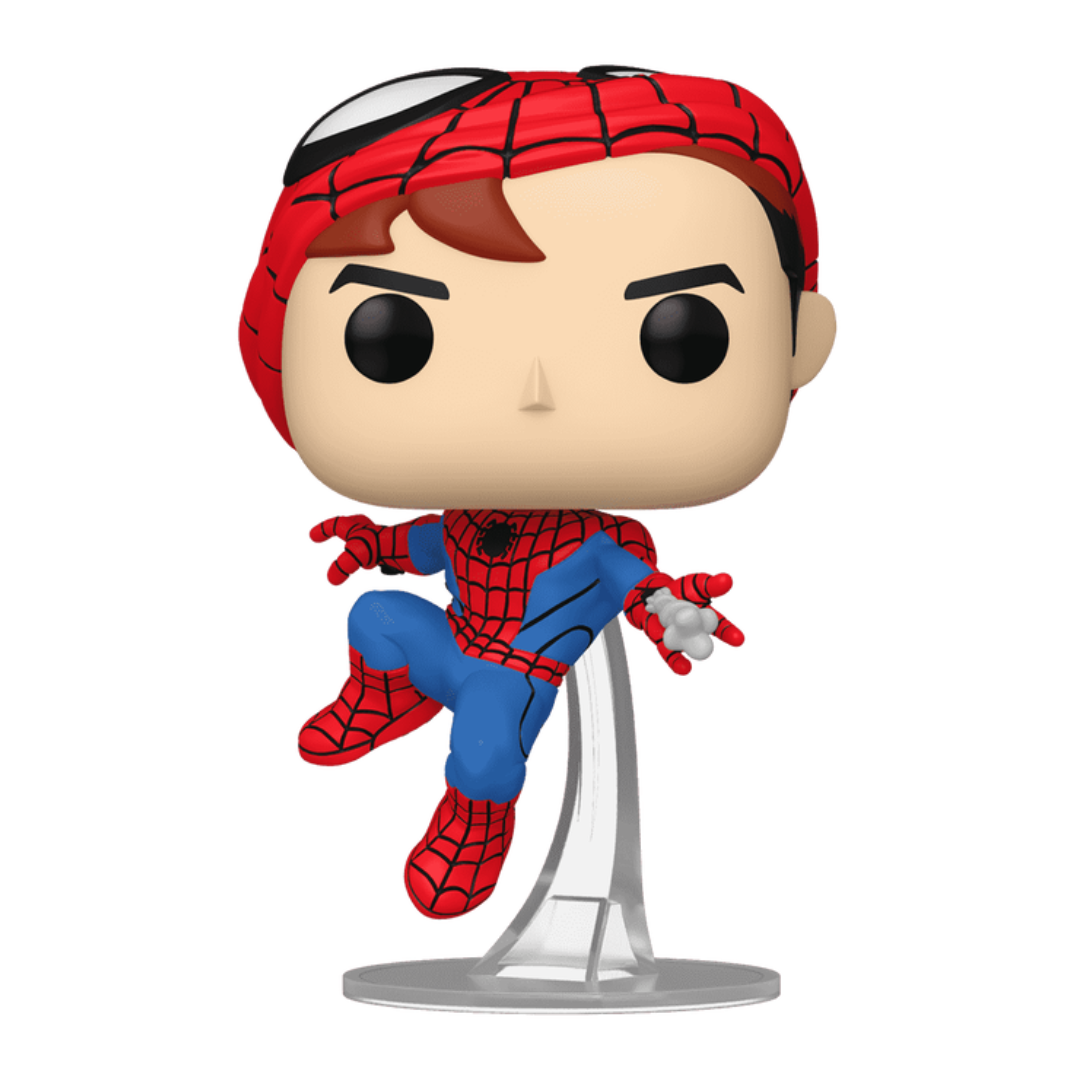 Marvel Pop Vinyl FNSM Spider-Man Alt Swinging W/ Mask Up Exc